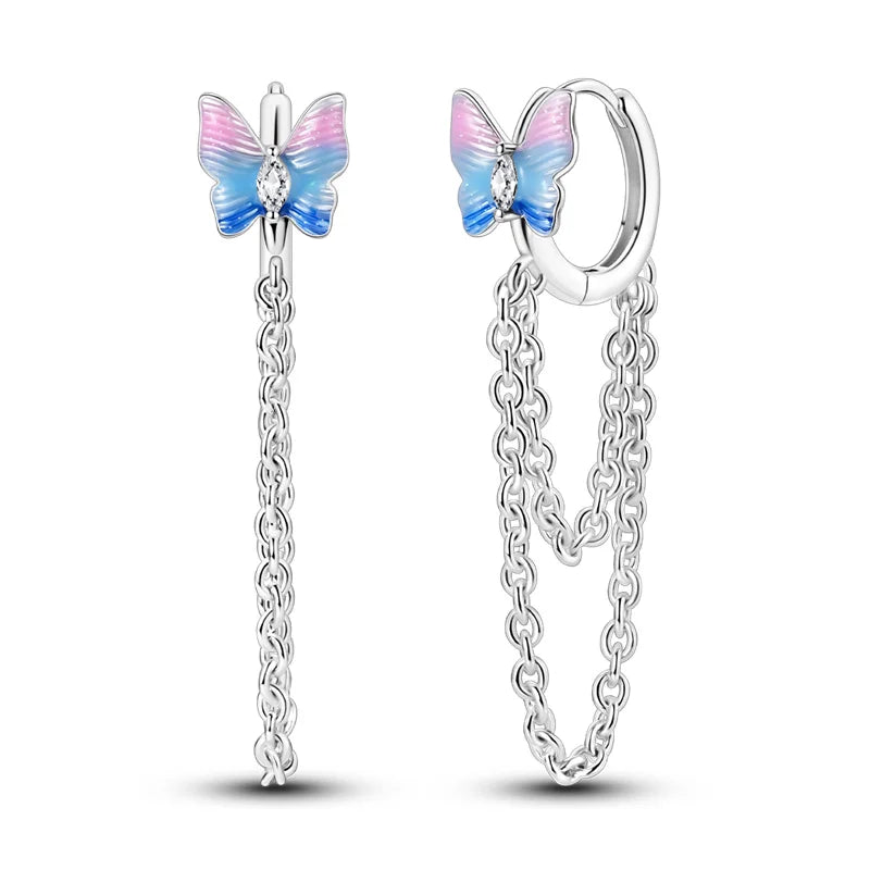 2025 Women's Earrings 925 Silver Butterfly Series Luxury Jewelry CZ Color Party Anniversary Gift