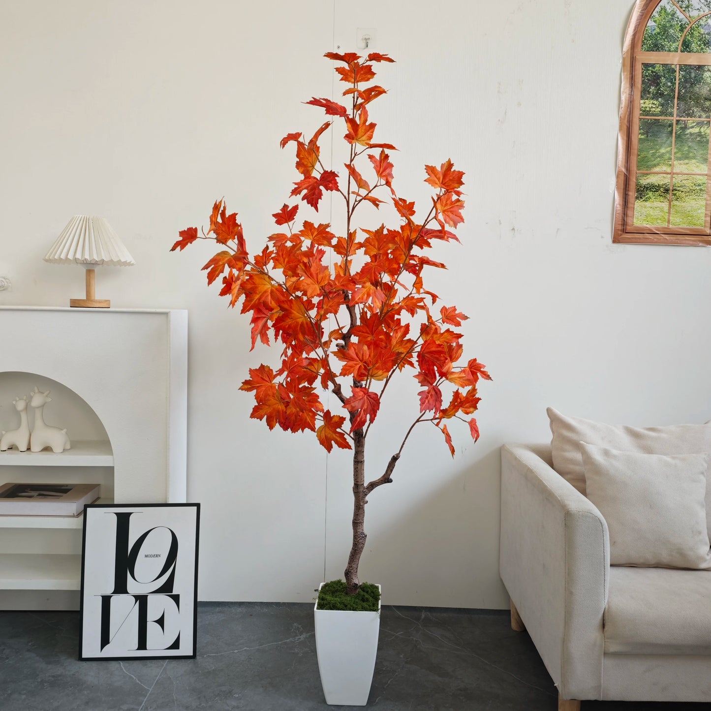 Tejesa 145CM Artificial Maple tree plant Indoor outdoor Ornament fake plant for home garden wedding party living room decor Halloween