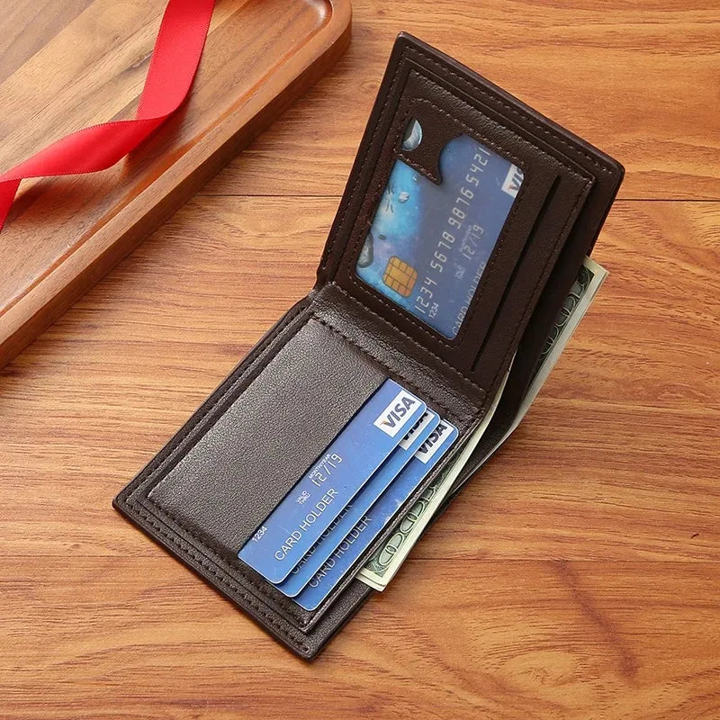 PU Leather Wallets Purses Men Women Business Foldable Multi-Card Wallet Picture Coin Purse Slim Money Credit ID Cards Holder Bag