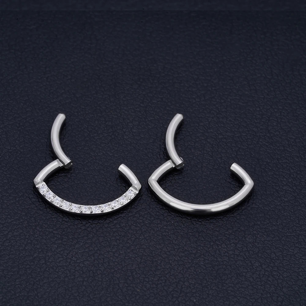 10Pc F136 Titanium Implant Grade 16G Hinge 8-10mm Septum Nose Ring Earlobe Pillow Ring Earring Teardrop Septum Piercing Jewelry