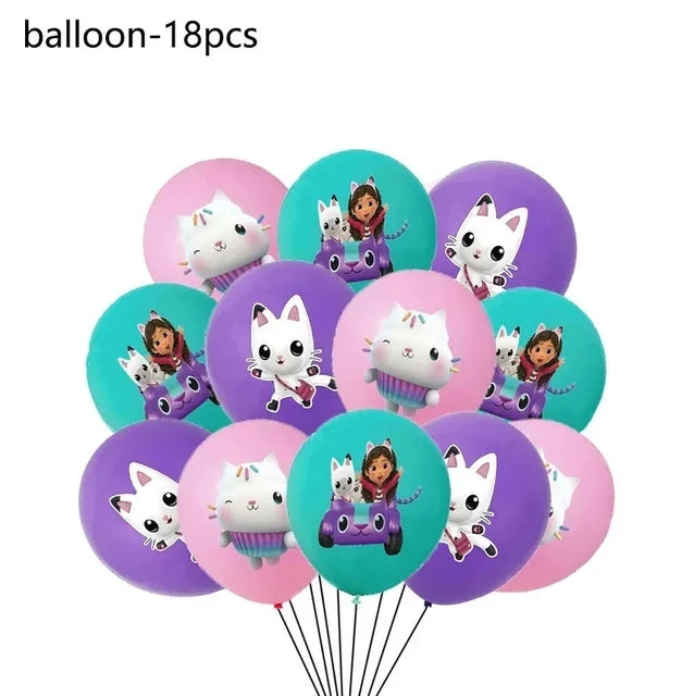 Gabby Dollhouse Cats Birthday Party Gifts Keychain Stickers Snap Bracelet Reusable Straws Gift Bags Carnival Gabby Party Favors
