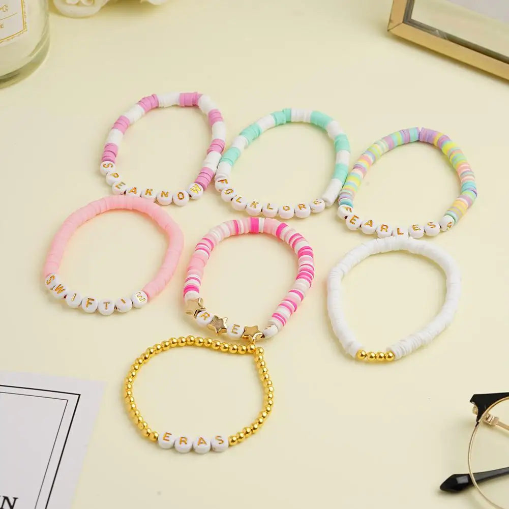Hemasa 7Pcs  Multi-layer Polymer Clay Beads Bracelet
