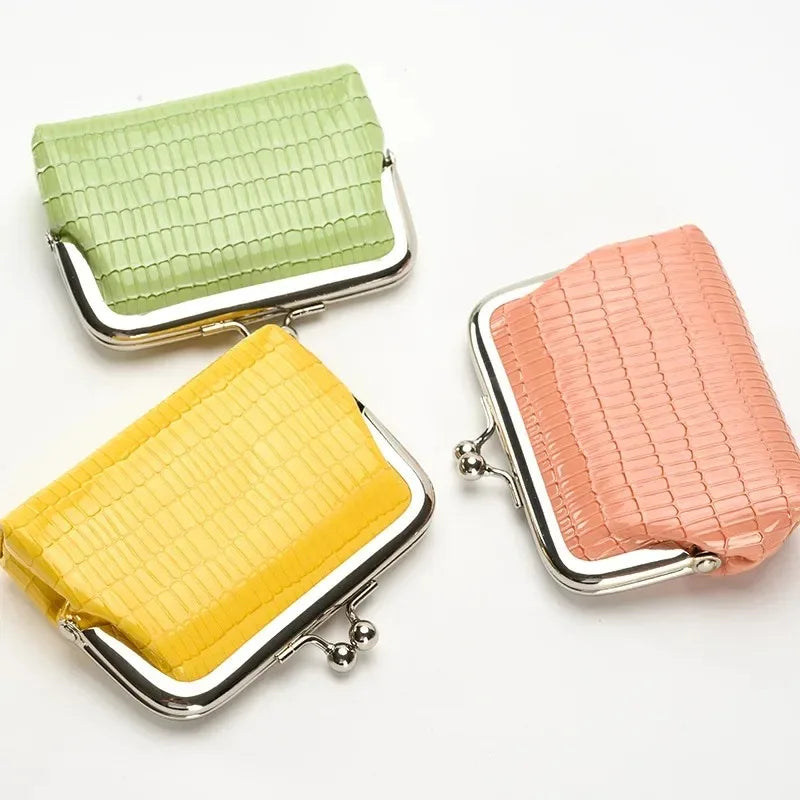 2024 New Lipstick Storage Bag Pure Color Fans You Short Clip Package Lady Crocodiel Pattern Kiss Lock Coin Purse  Cute Wallet