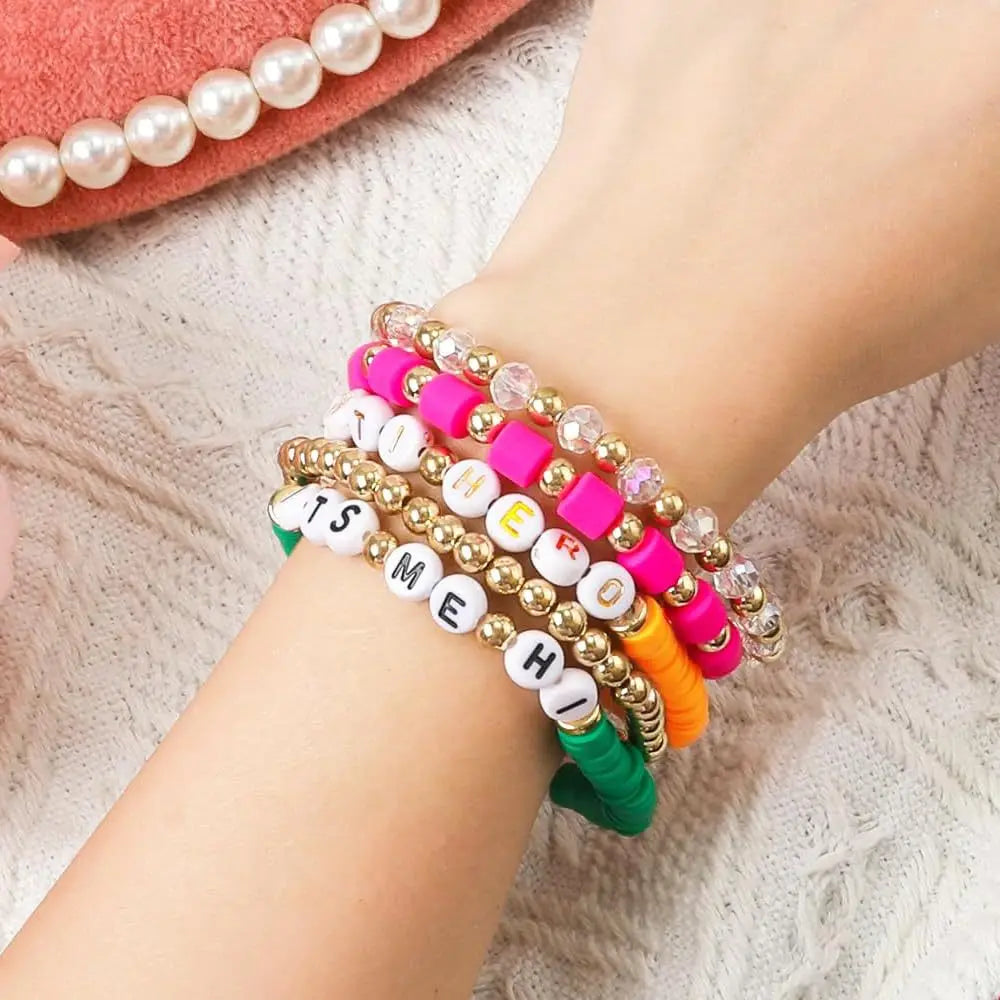 Hemasa  5Pcs Fashion Polymer Clay Bracelets For Women Jewelry