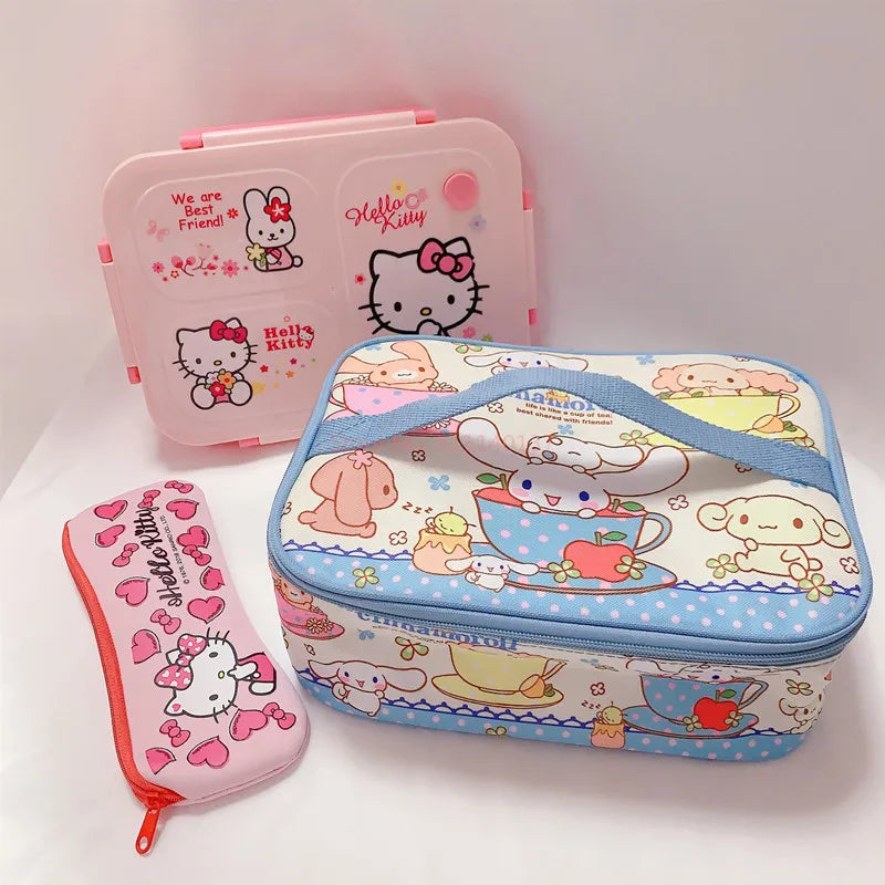 Hemasa Pink Hellokitty Girl Student Lunch Box Bag Lunch Box Insulation Bag Large Capacity Storage Bag