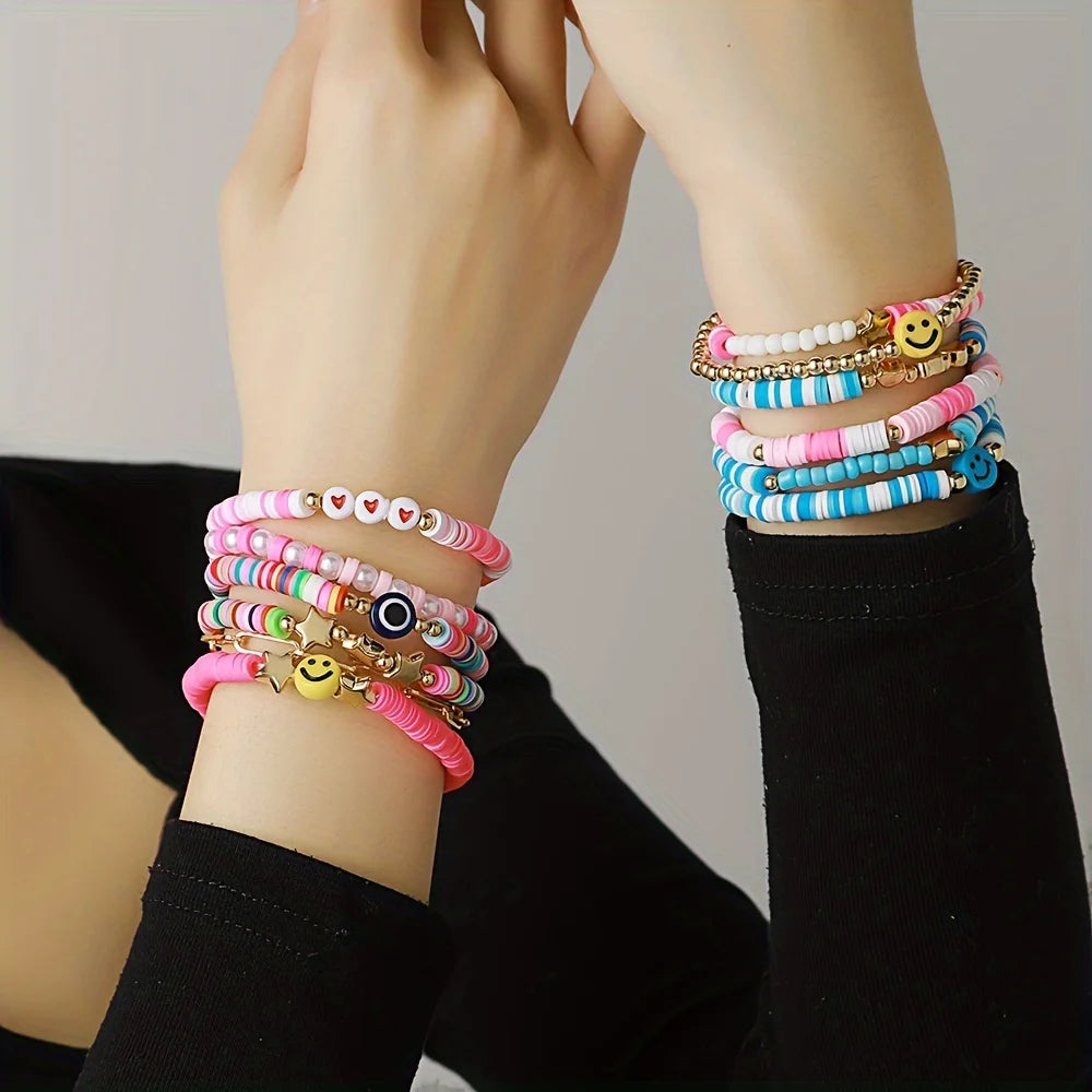 Hemasa  9pcs/set Handmade Beads  Polymer Clay  Bracelet