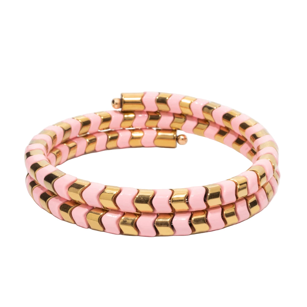 Tejesa 5X6mm Tube Beads Circle Enamel Bangle For Women Beaded Colorful Beads Boho Hand Accessory