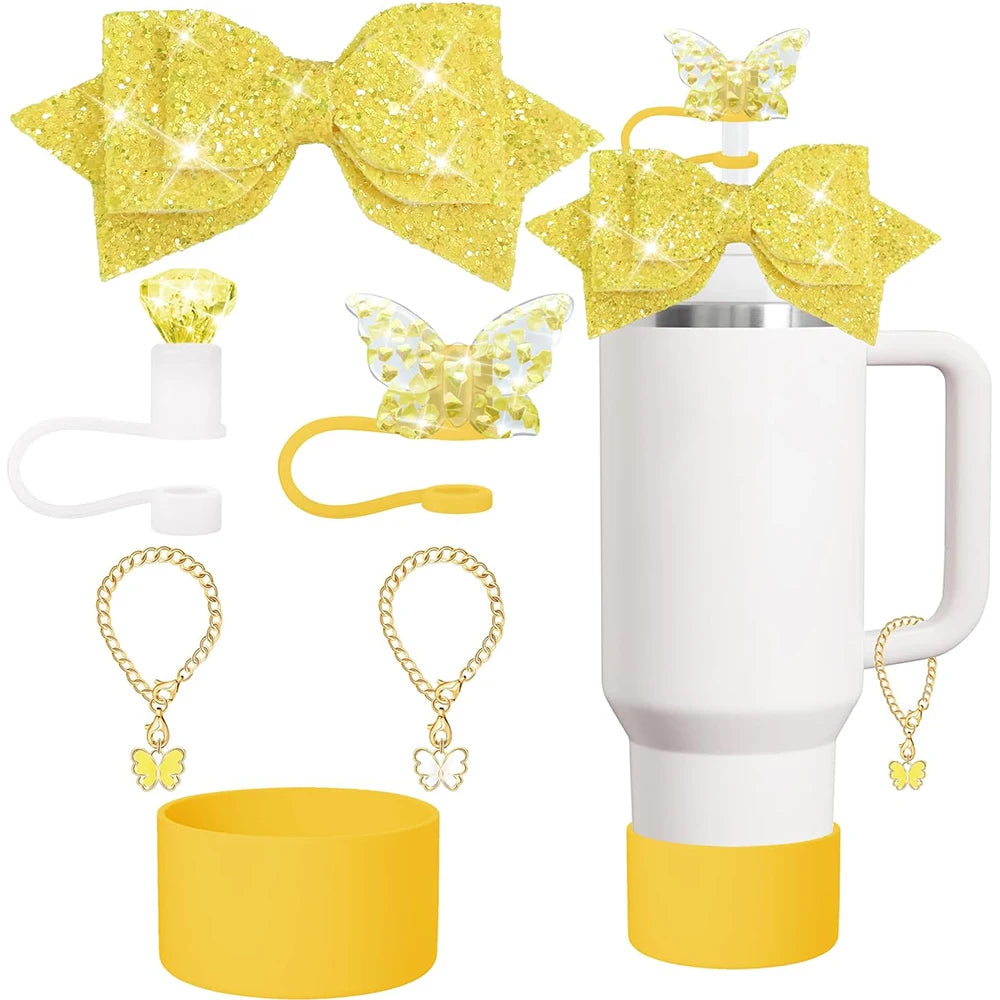 Hemasa Charm accessories,bow and diamond straw cap for Cup 40/30 oz accessories with Charm Chain Unlimited for Tumbler