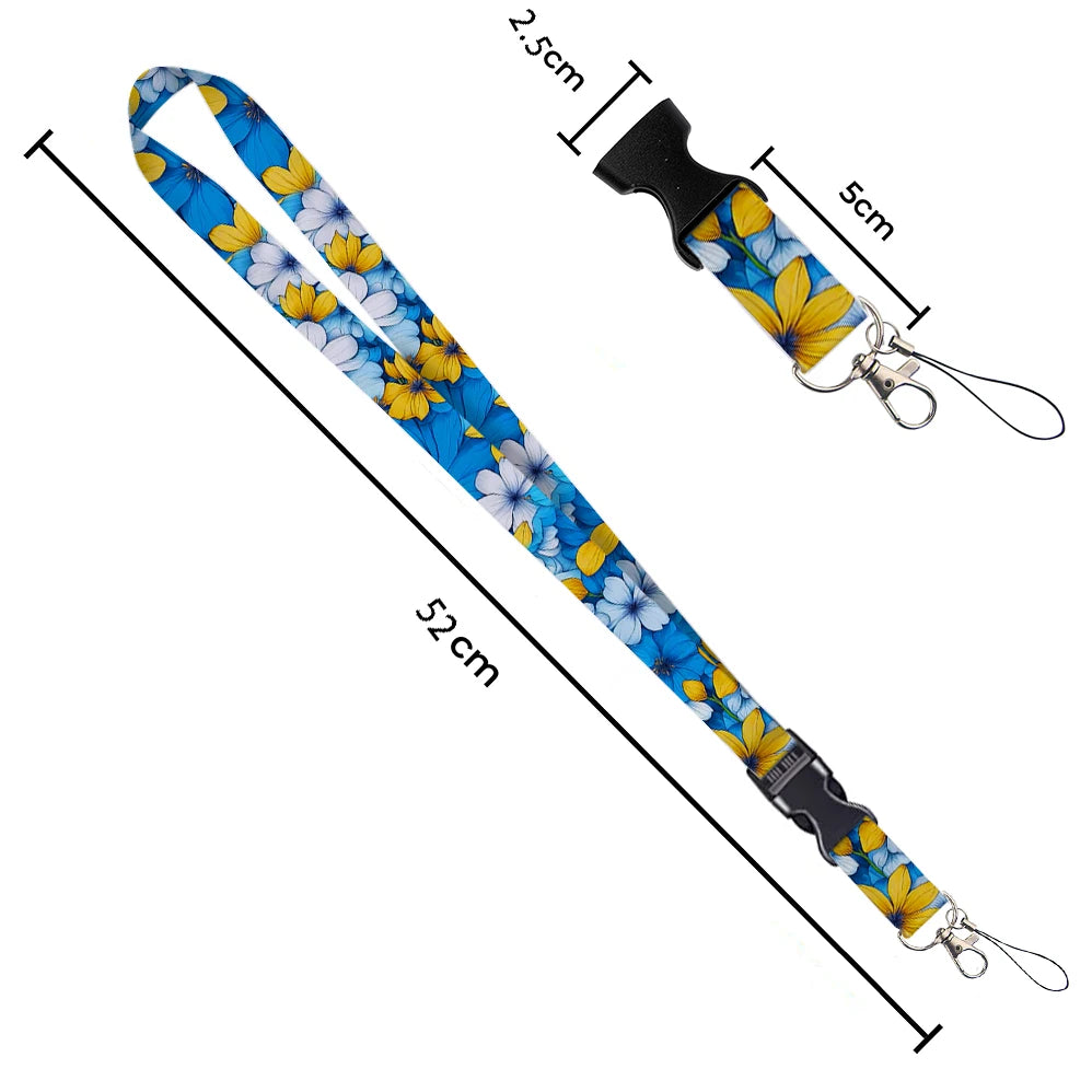 Tejesa  Flower design Lanyard Business Credit Card Holder/ Neck Strap Keychain Hang Rope ID Badge Holder