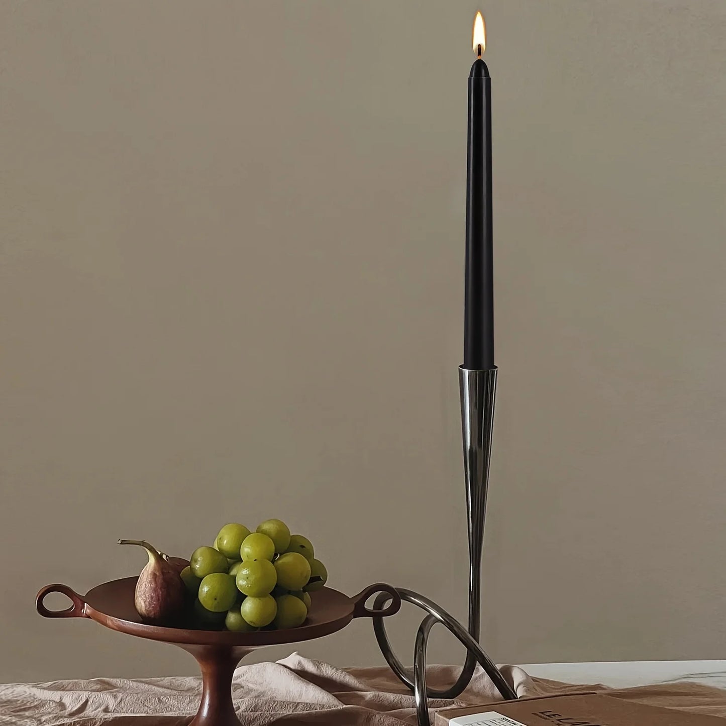 Hemasa 24/14 pieces/set of tasteless 10 inch black conical candle - suitable for dinner, parties, weddings, and home decor -2.2 cm base