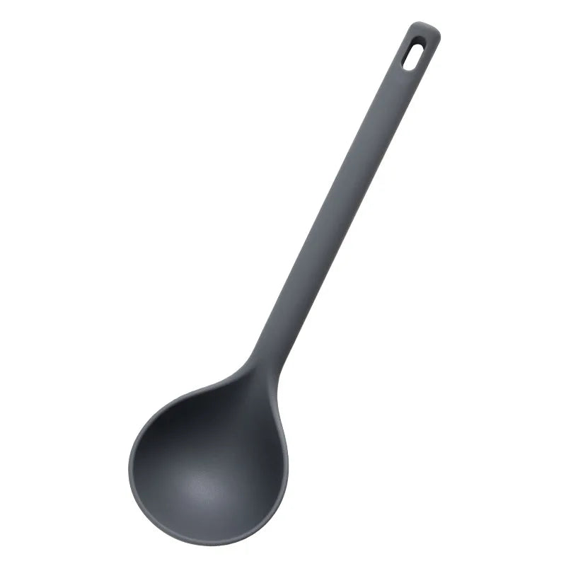 Large Thickened Silicone Soup Spoon Long Handle Ramen Noodles Bouillon Ladle Japanese Kitchen Tablespoons Tableware Kitchenware
