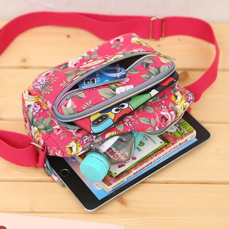 Tejesa Mini Canvas Crossbody Bag for Women Fashionable Small Handbag Soft Polyester Lining Zipper Closure Everyday Use Crossbody Bag