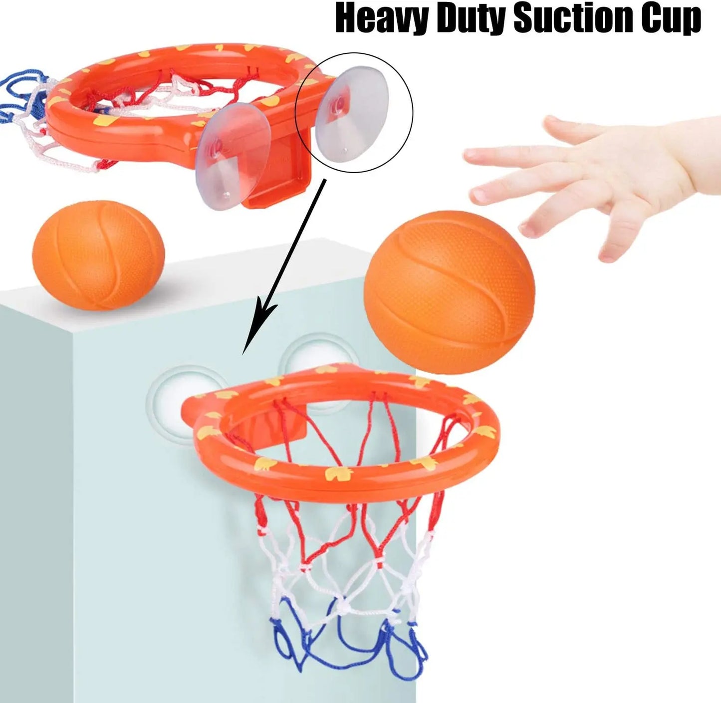 Hemasa 4pcs Bathroom Shooting Game Toy /Bathtub Basketball Hoop Set/ Fun Kids Bath Toys with 3 Balls Gift for Kids