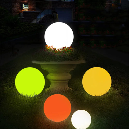 25/20/15/10cm LED Luminous Round Ball Lamp Battery Powered Remote 16 Color Garden Landscape Lawn Home Bedroom Decor Night Lights