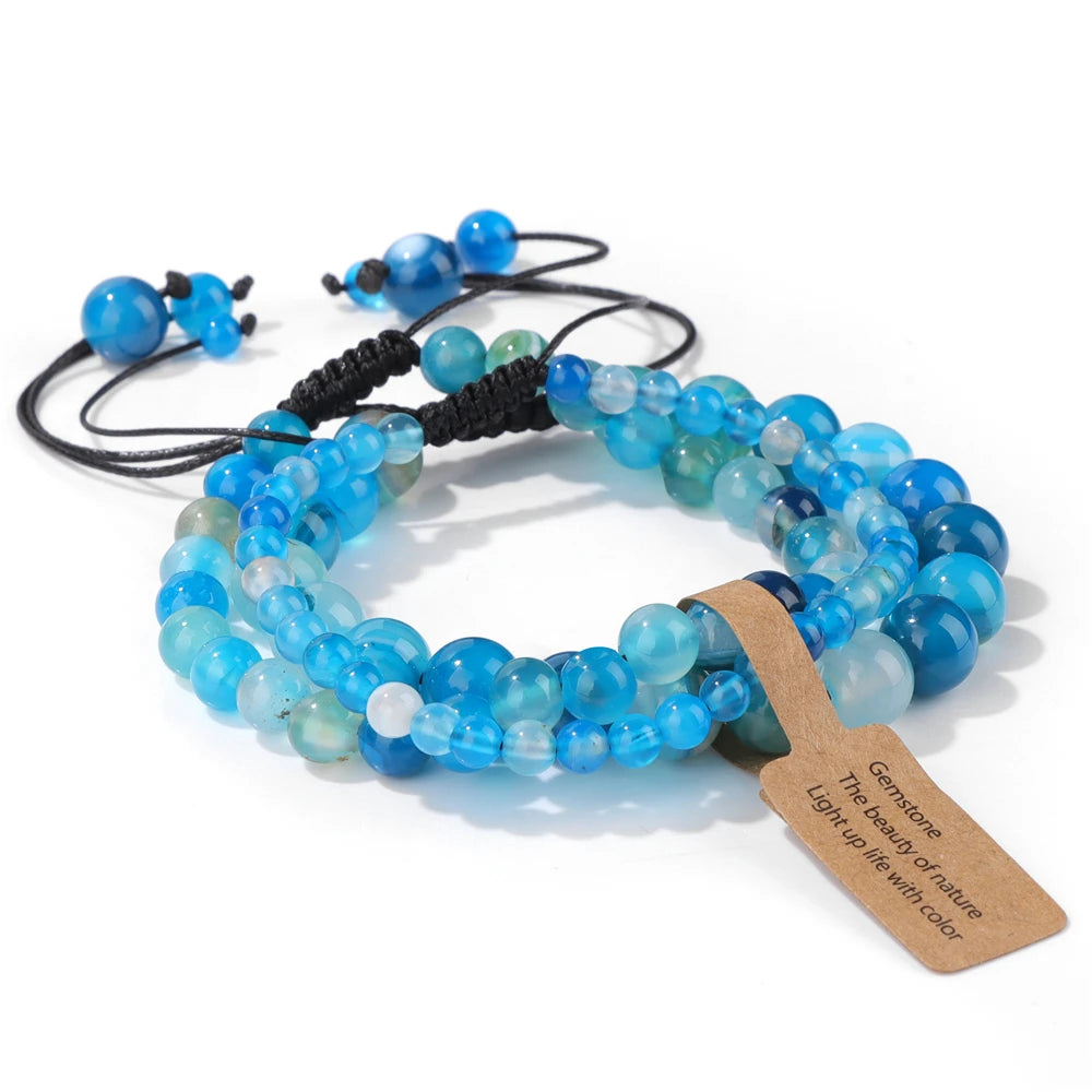 Tejesa  3pcs  Amazonite Bracelets for Women Men 4/6/8mm Beads Braided Bracelet Handmade Adjustable Wristbands Jewelry