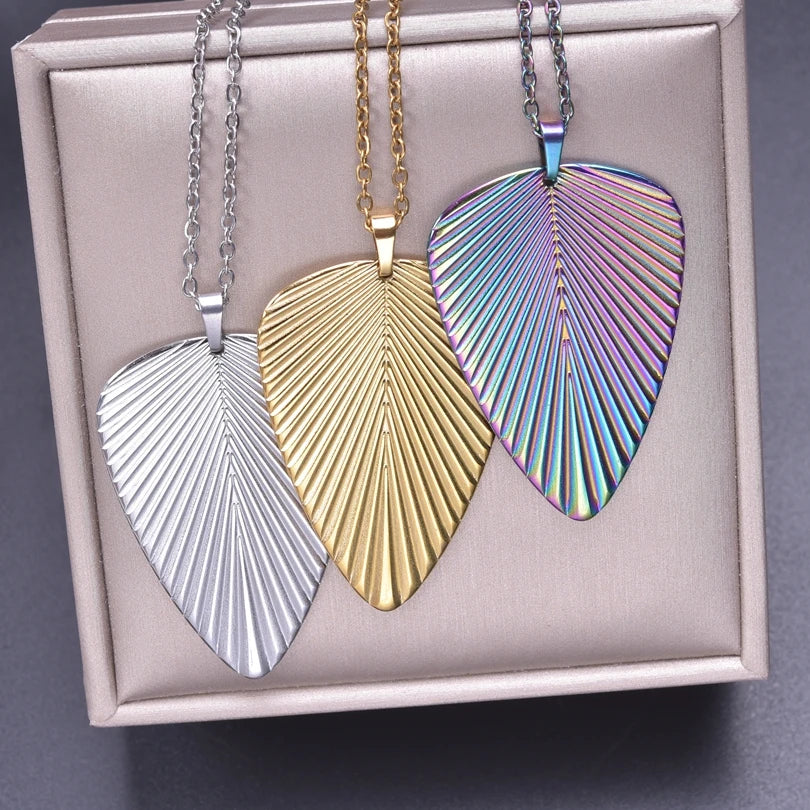 1pc Fashion Creative Leaf Necklaces For Women Plant Pendants Chain Stainless Steel Necklace Wedding Metal Jewelry Gift No Fade