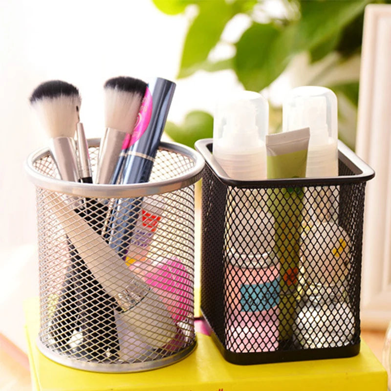Hemasa Creative Colorful round Grid Metal Pen Holder Korean Fashion Desktop Office Supplies Storage Ornaments