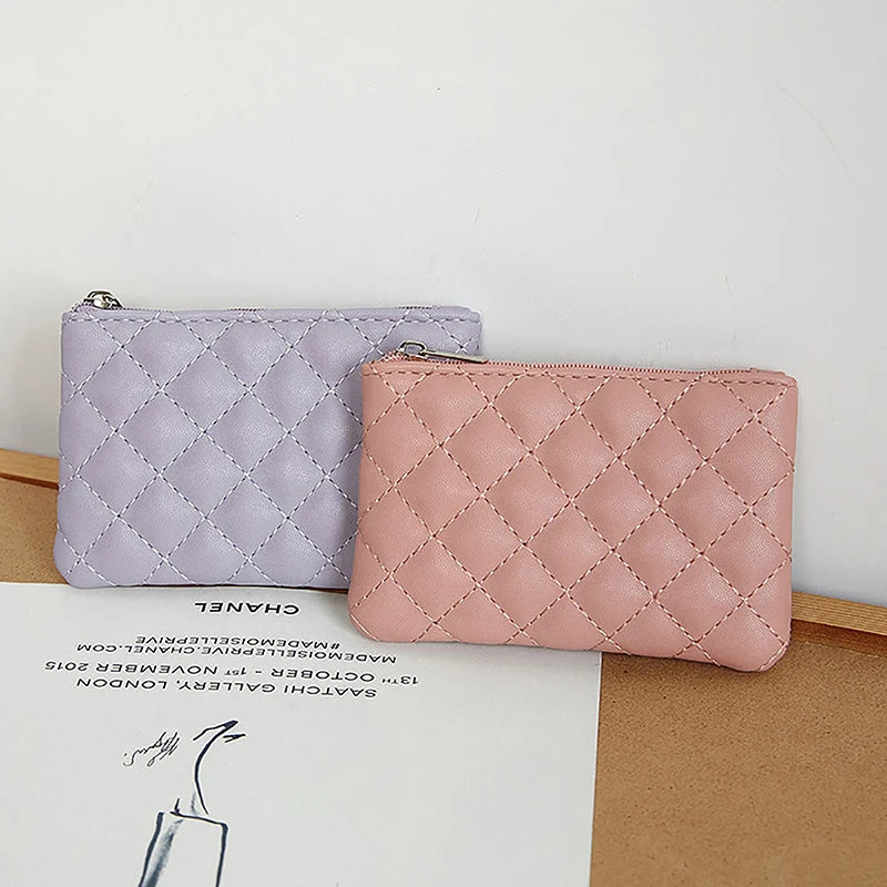 Hemasa  Small Coin Purse  Leather Zipper Wallets   Business Card Holder Ladies Mini Coin Bag