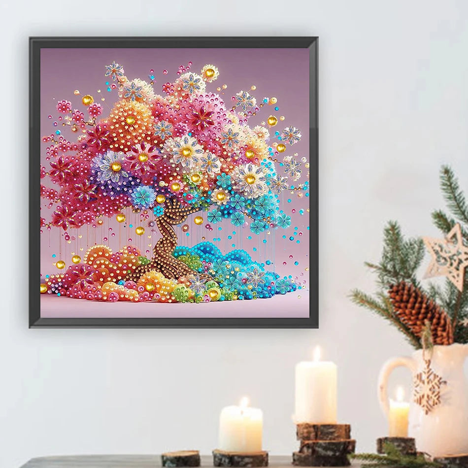 Hemasa 5D DIY Diamond Painting Flower Kit Tree Decoration DIY Special Shaped Drill Diamond Mosaic Art Gift Crafts for Wall Home Decor