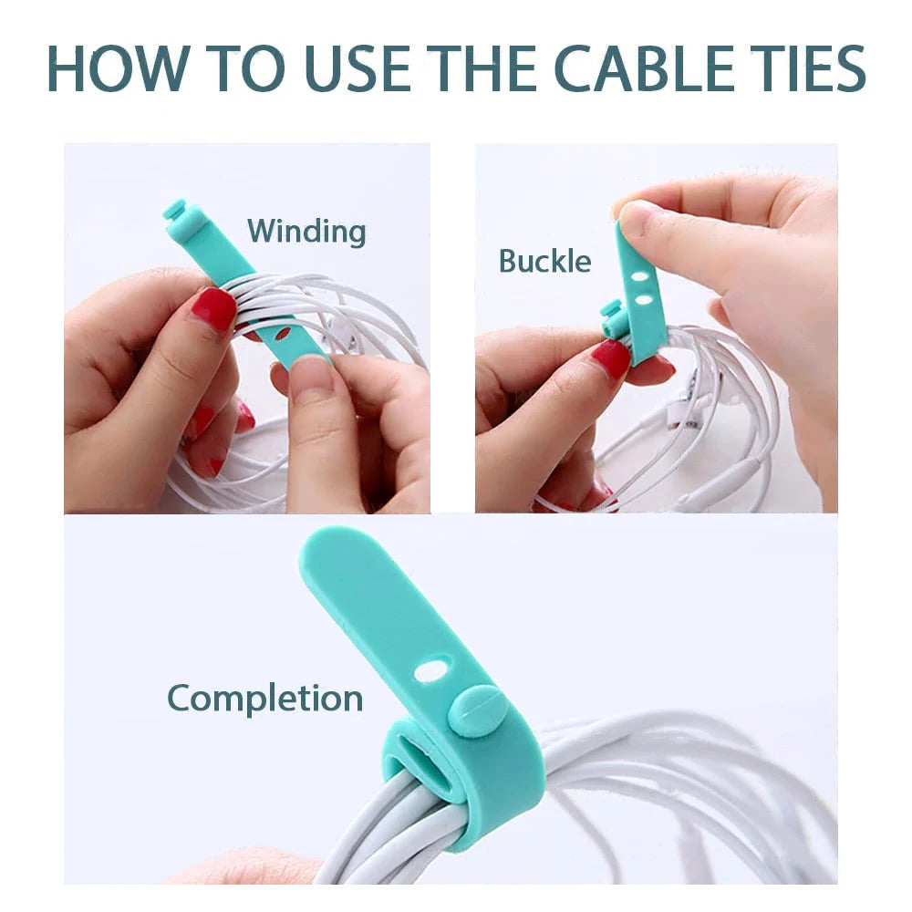 Tejesa 20/12 PCS Cable Ties Cord Organizer Management Silicone Wire Holder Straps Zip Clips Reusable Tie Wraps Keeper winder Rubber