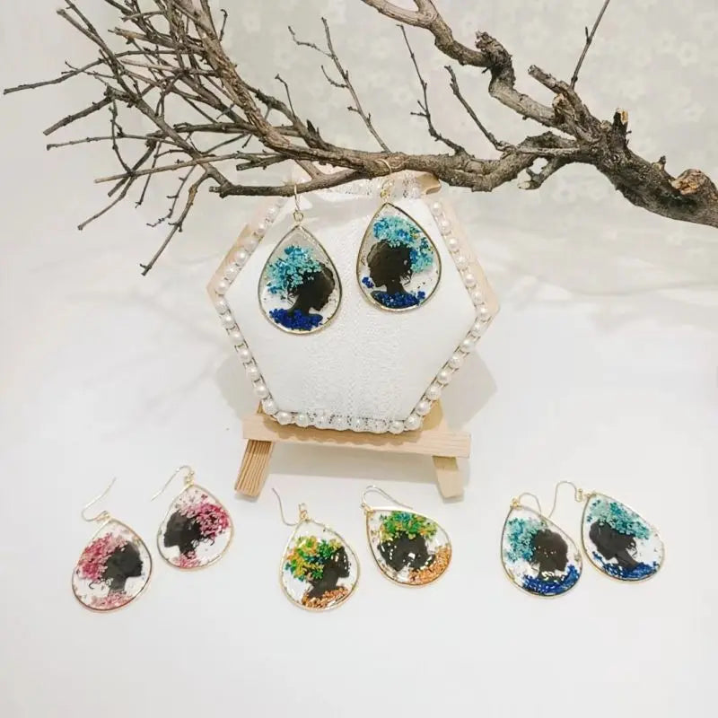 Colorful Natural Flower Earrings Unique Pressed Flower Earrings Jewelry Accessories Natural Flower Epoxy Resin Earring Wholesale