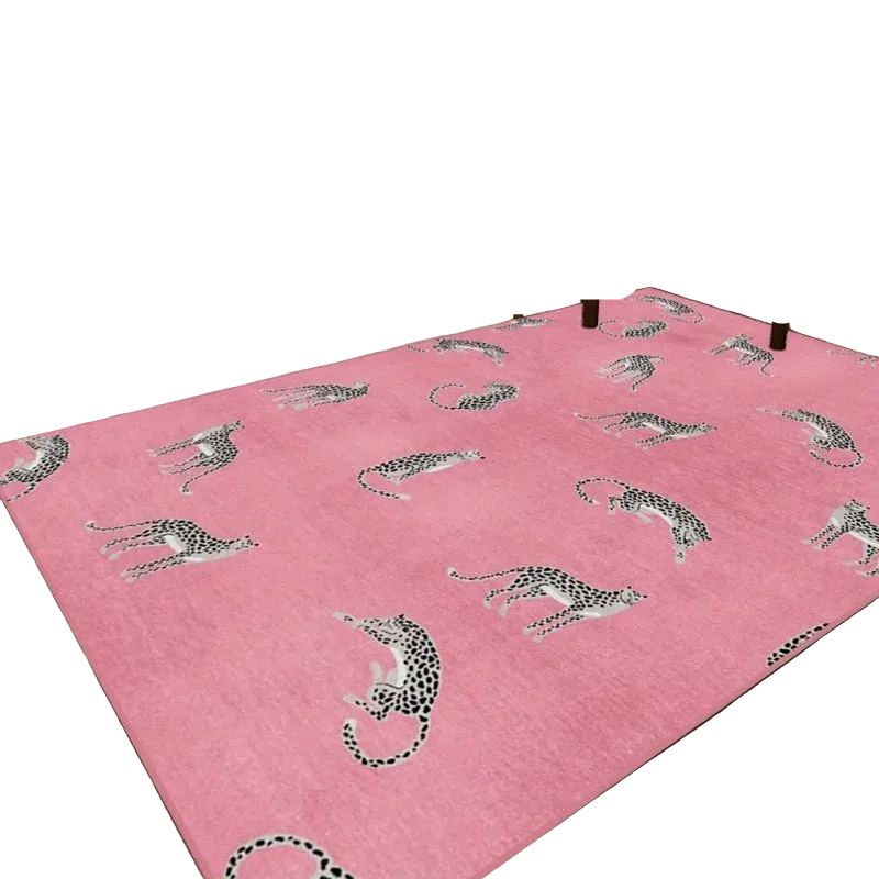 Hemasa Pink Leopard Carpet /Non-Slip Washable Foldable Rug for Living Room /Bedroom/Cloakroom