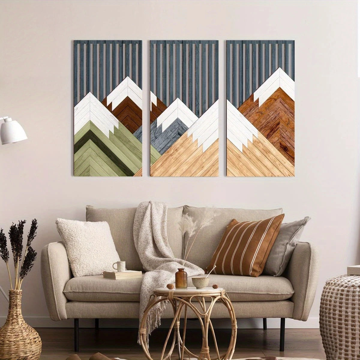 Hemasa 3pcs Boho style Hollow Wood Retro Rustic Leaf Pattern Wall Hanging Art Living Room Bedroom Wall Hanging Home Decoration
