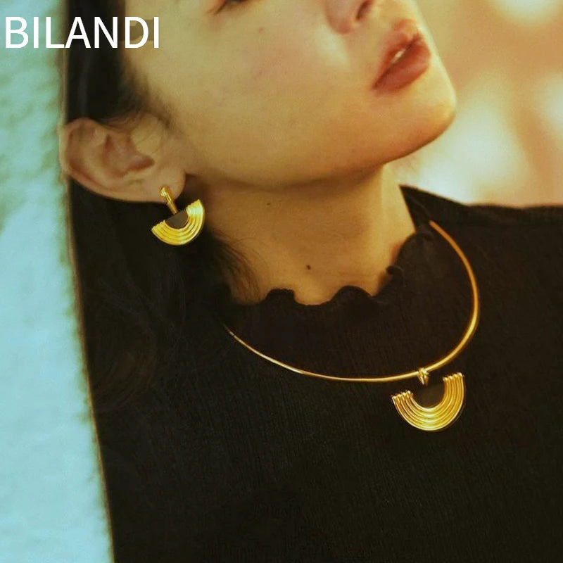 Hemasa Half Round  Geometric Drop Earrings For Women