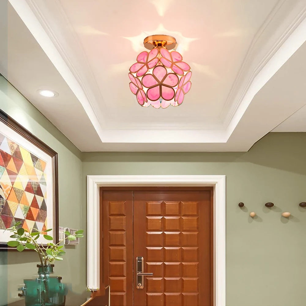 Hemasa  Flower Ball LED Ceiling Lamp glass Petal Inlaid Chandelier Aisle Corridor Home Decor Ceiling Light Restaurant