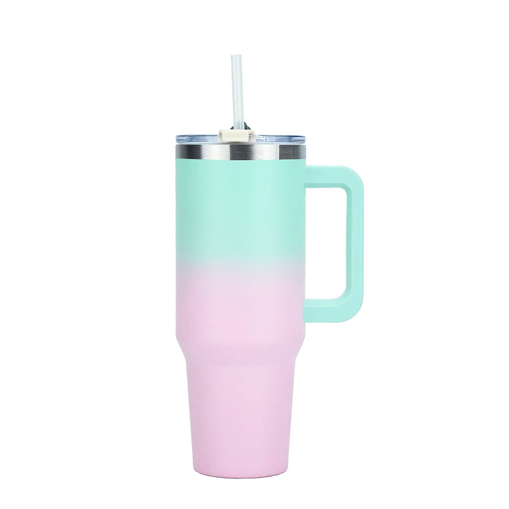 Hemasa 30OZ/ 40OZ Stainless Steel Thermos Bottle Large Insulated Cup Tumbler with Handle Straw Portable Sports Kettle Travel Car Ice Cup