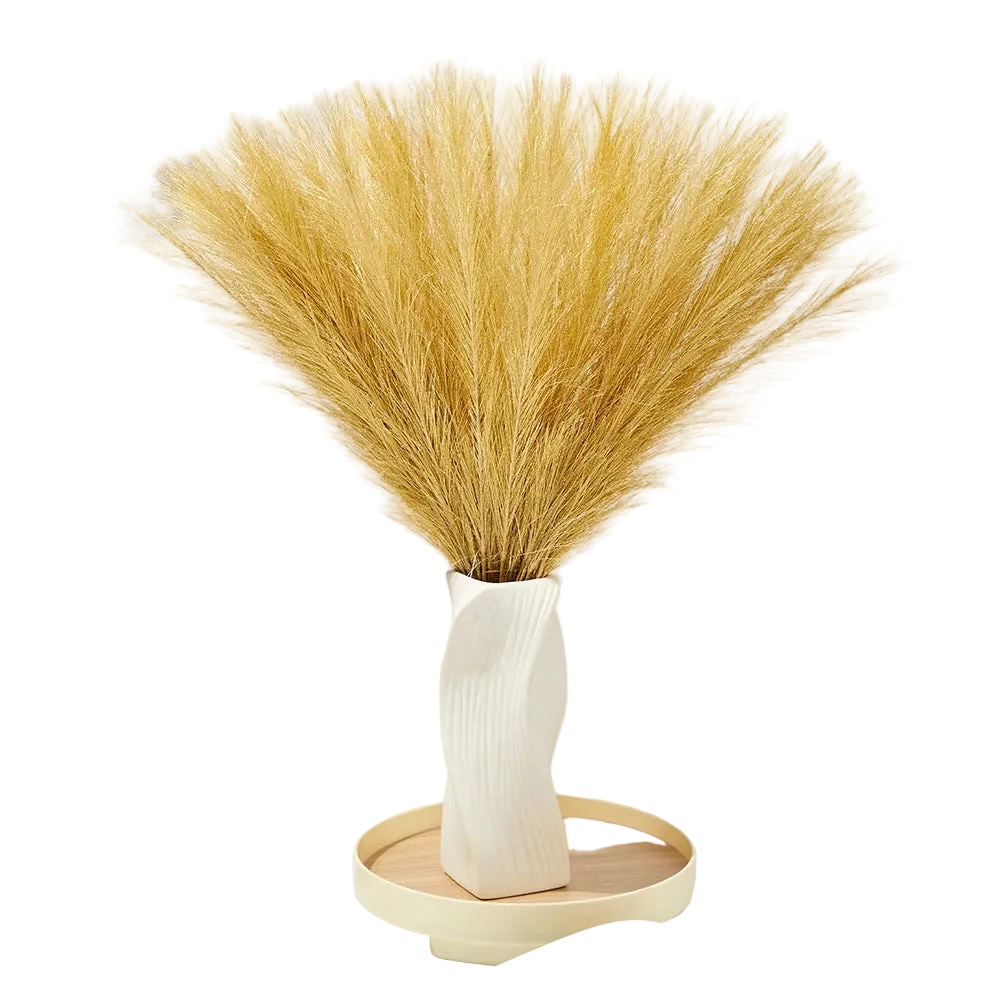 Tejesa 10Pcs 55cm Gold Colour  Fluffy Faux Pampas Grass Wall Decor Reed Vase Fillers Party Table Decorations Room Home Decor Artificial Pampas Grass