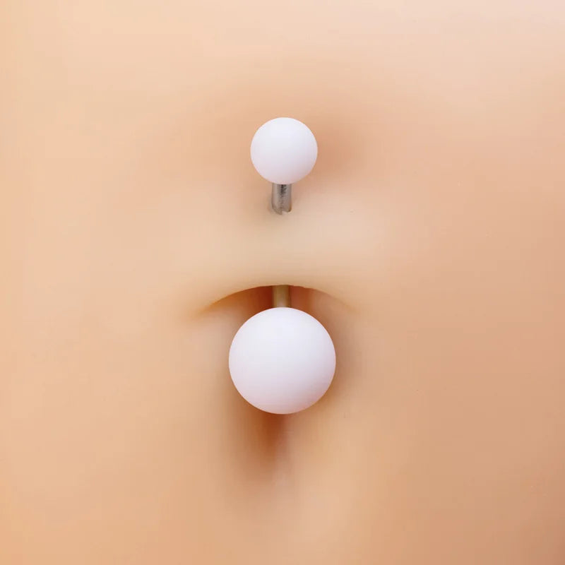 2pcs White Black Acrylic Belly Button Ring Navel Piercing Bar Surgical Steel for Women Sexy Ombligo Belly Stud Body Jewelry 14G