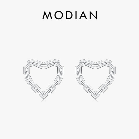 MODIAN Genuine 925 Sterling Silver Classic Hearts Lock Hoop Earrings For Women Romantic Earrings Fine Hypoallergenic Jewelry