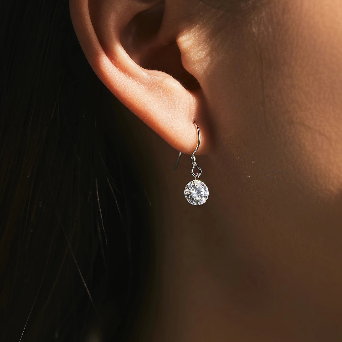 MODIAN 1CT D Color Sparkling Moissanite Hook Earrings 925 Sterling Silver Round Sway Dangle Earrings For Women Fine Jewelry