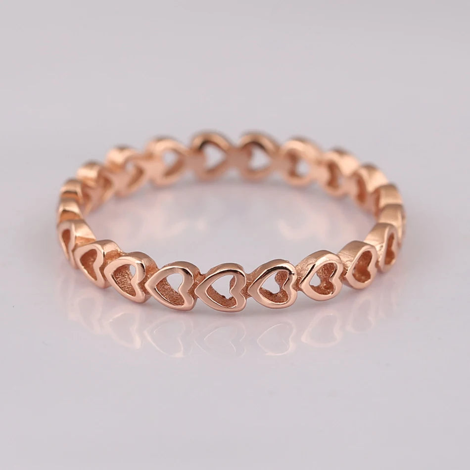Hemasa Linked Hearts Ring Girl Lady Gift Rose Gold Colour