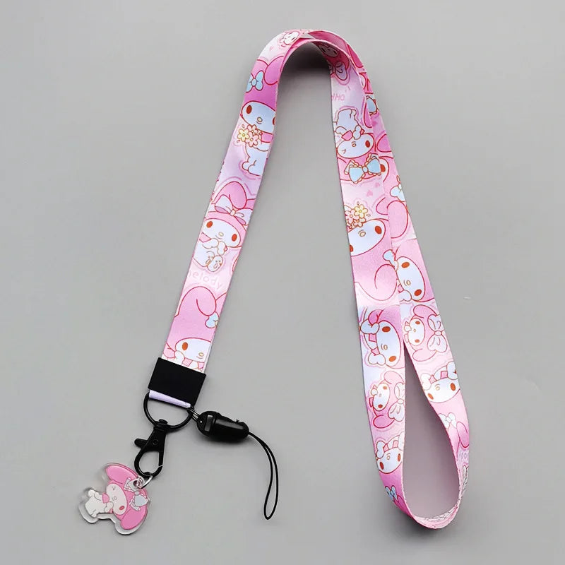 Anime Hellokitty Phone Lanyard Cartoon Flat Woven Strap Kawaii Kuromi My Melody Cospaly Kids Toys Birthday Gifts