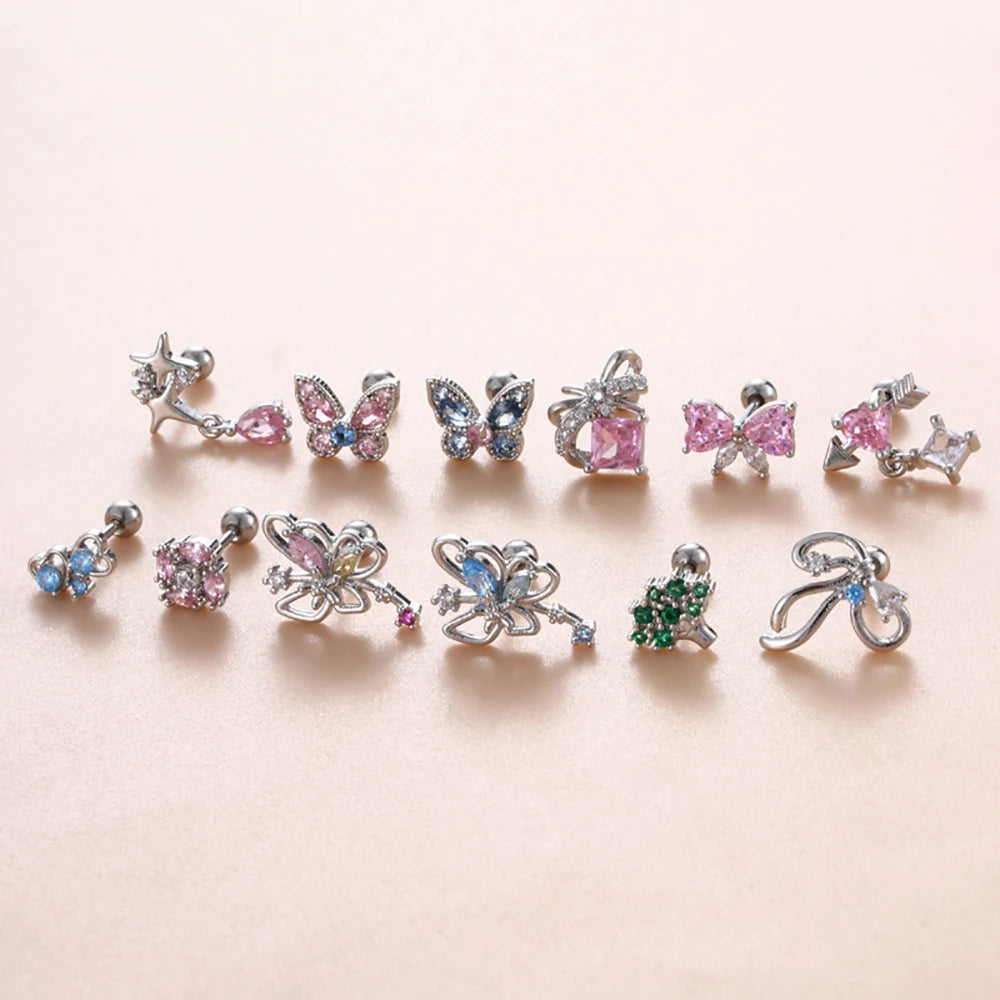 Tejesa  Stainless Steel  Bow Copper  Zirconia Bowknot Earrings for Women