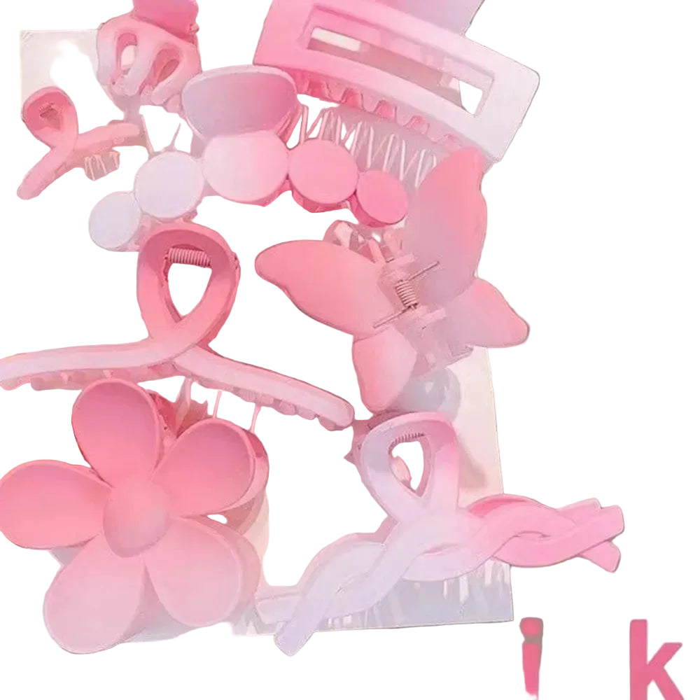 Tejesa 8Pcs/Set New Fashion Gradient Color Hair Clip Acrylic Sweet Girls Ponytail Flower Grabbed Hairpin Woman Headwear Accessories