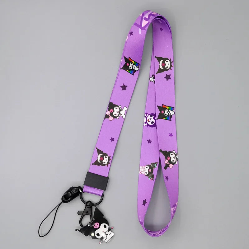 Anime Hellokitty Phone Lanyard Cartoon Flat Woven Strap Kawaii Kuromi My Melody Cospaly Kids Toys Birthday Gifts