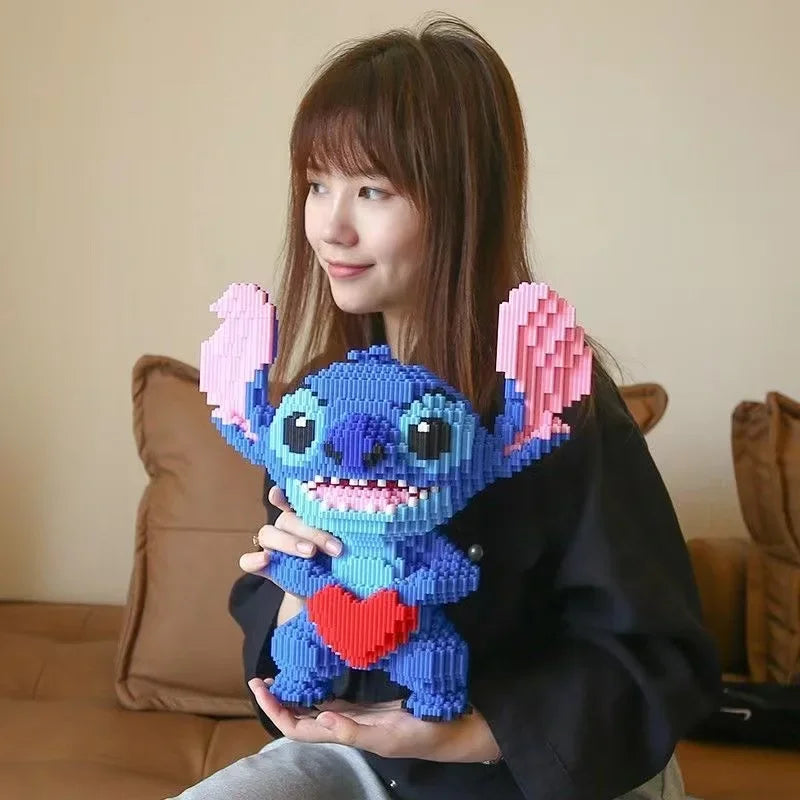 33CM Very Large Heart Shaped Stitch Building Block Toy Small Grain Brick for Kid Over 12 Years Adult Christmas Present