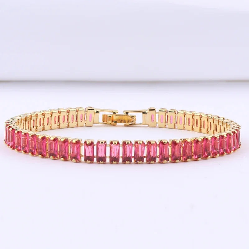 Hemasa Pink colour Cubic Zirconia Tennis Bracelets for Women/Girls