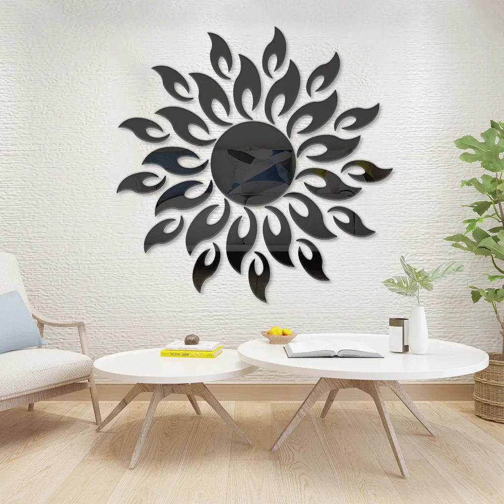 Hemasa Mirror Sun  Flower room decor Art Removable Wall Sticker