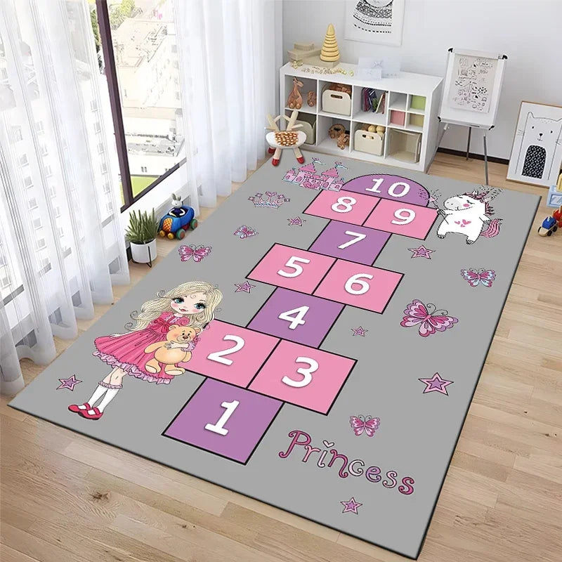 Tejesa Hopscotch Indoor Cartoon Parent-child Game Decoration Carpet Bedroom Bedside Children's Number Game Room Decoration Floor Mat