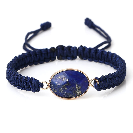 New Women Blue Braided Rope String Bracelet Men Charm Natural Stone Pendant Adjustable Bracelets&Bangles Friendship Jewelry Gift