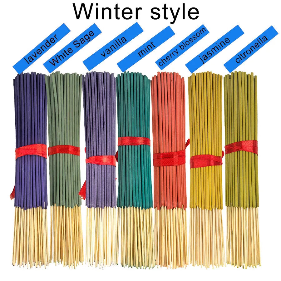 7 Sets of 140 Incense Sticks, Available in Four Seasonal Sets: Rose, Lavender, Sandalwood, Jasmine, Mint, Cherry Blossom, Herbal and Dragon Blood Wood, Each Pack Contains 20 Sticks, Suitable for Home Use, Office, Yoga, Medita