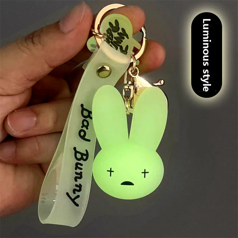 Cartoon Singer Karol G Keychain Heart Bad Rabbit Silicone Pendant Keyring Car Backpack Key Holder Kawaii Jewelry Gifts