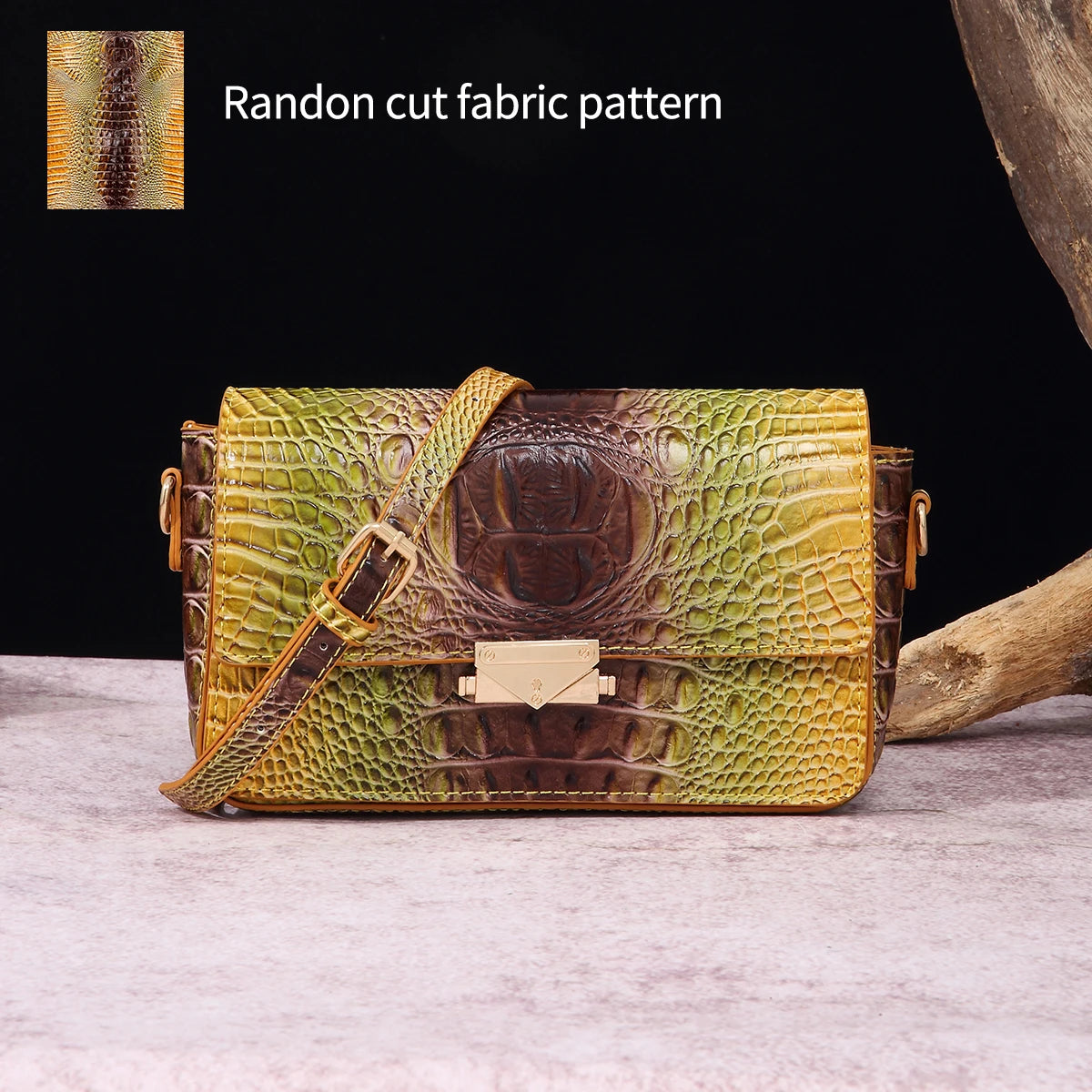 Colorful crocodile pattern classic lock buckle autumn and winter new product crossbody shoulder bag small square bag