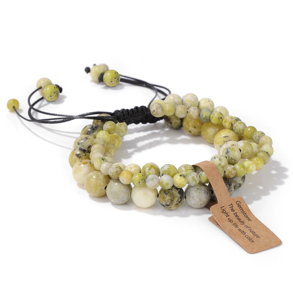 Tejesa  3pcs  Amazonite Bracelets for Women Men 4/6/8mm Beads Braided Bracelet Handmade Adjustable Wristbands Jewelry