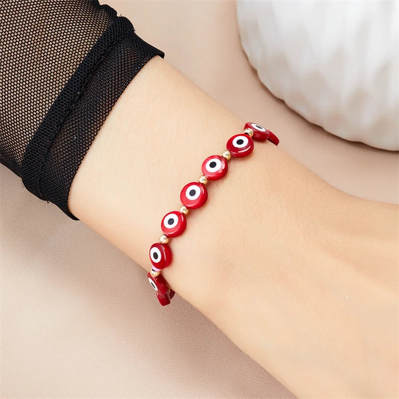 New Design Handmade Evil Eye Bracelets Blue Red Colorful Resin Beads Bracelet For Women Lucky Turkish Fashoin Jewelry Gifts