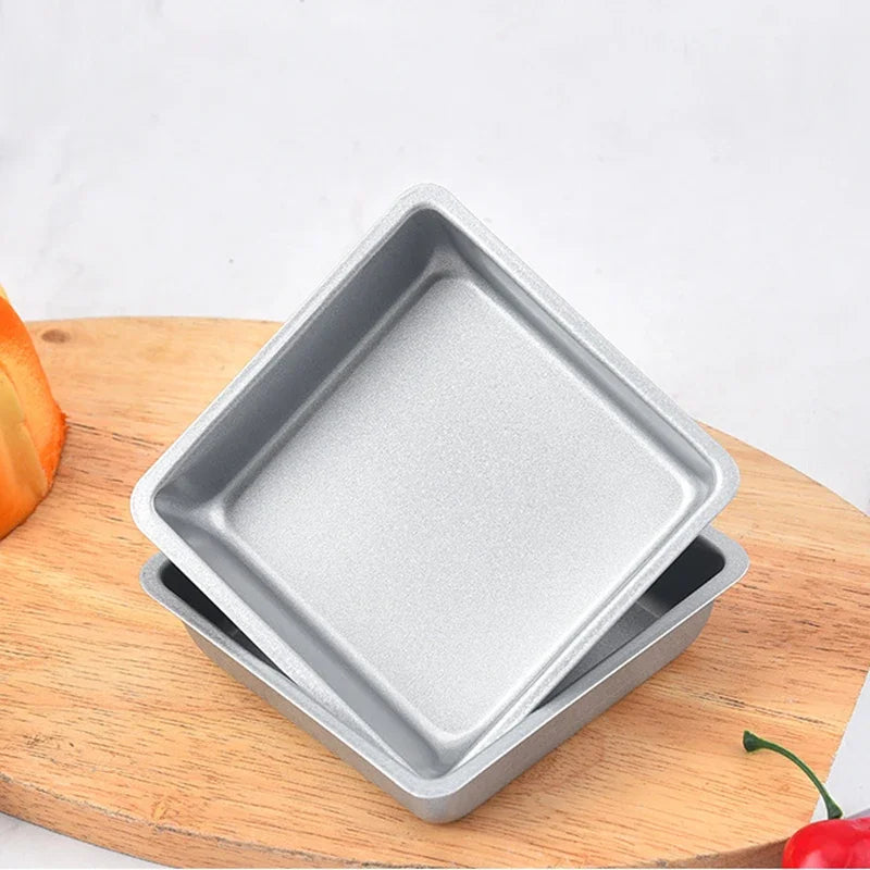 Tejesa 4/6Pcs Square Mini Cake Mold Nonstick Bread Pizza Baking Tray 4 Inch Carbon Steel Cake Pan Baking Dish Mold Bakeware For Kitchen